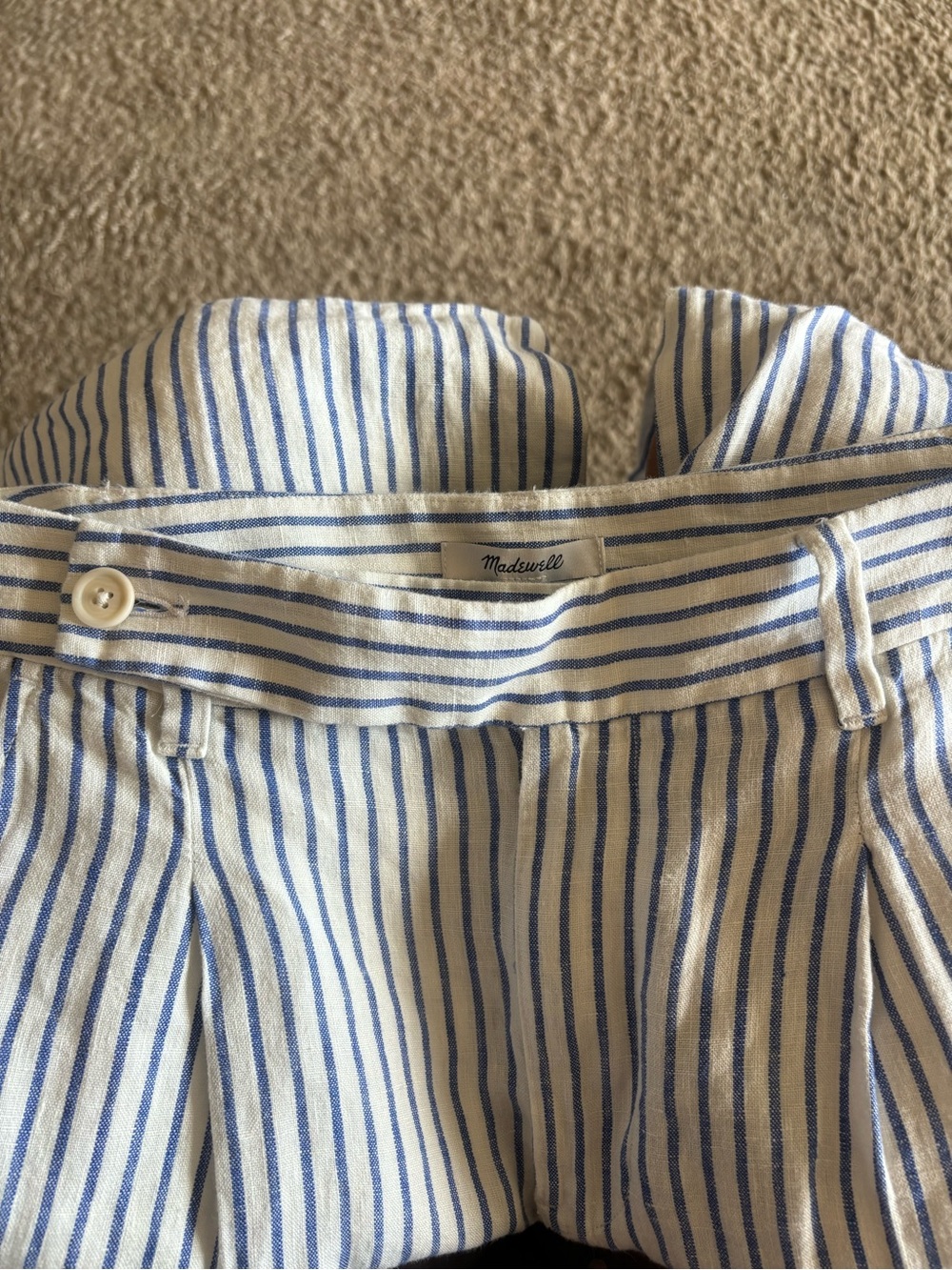 NWT Madewell Harlow Wide-Leg Linen Pants in Bluestone Stripe - Picture 7 of 9